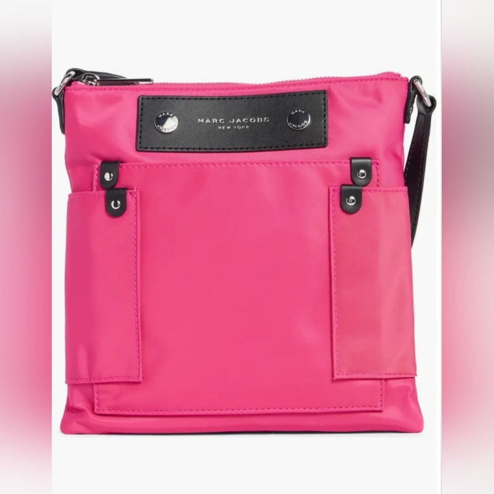 Marc Jacobs Hot Pink Crossbody Nylon Shoulder Bag with Black Trim NWOTS